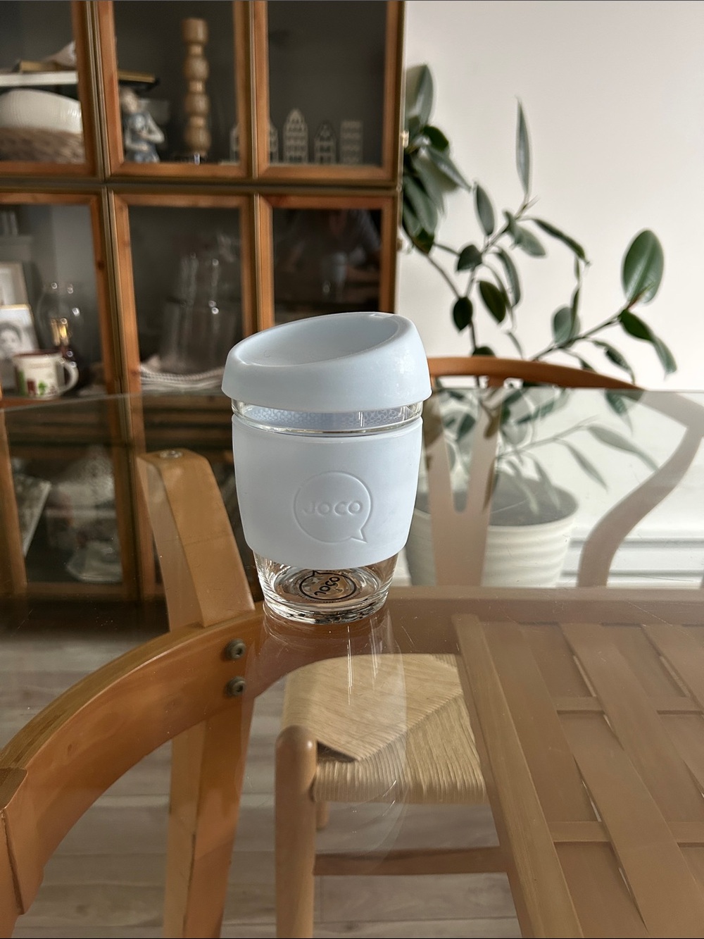 Jojo Reusable Glass Coffee Cup - Light Blue